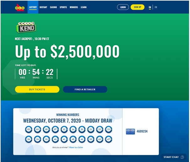 Find keno results online