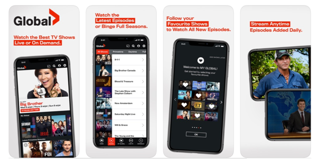 How can you watch Global TV in Samsung Android