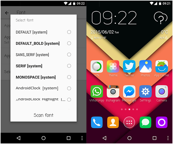Go Launcher app to change font on Android without rooting