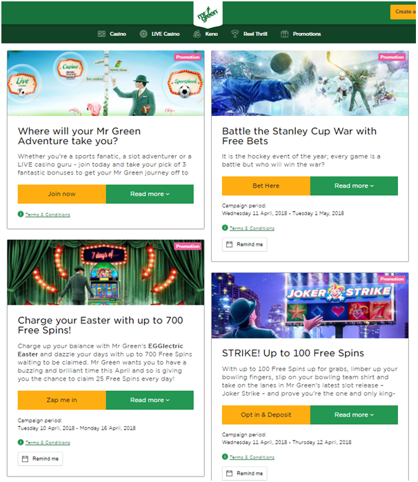 Mr Green Casino- Promotions