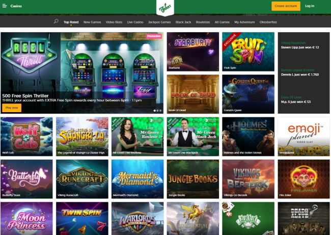 Mr Green Casino- Games to play