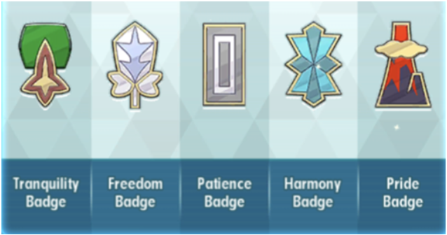 The five badges in Pokemon Masters