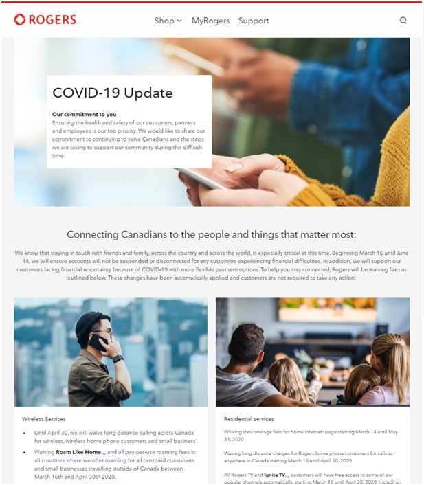 Rogers plans on Covid 19