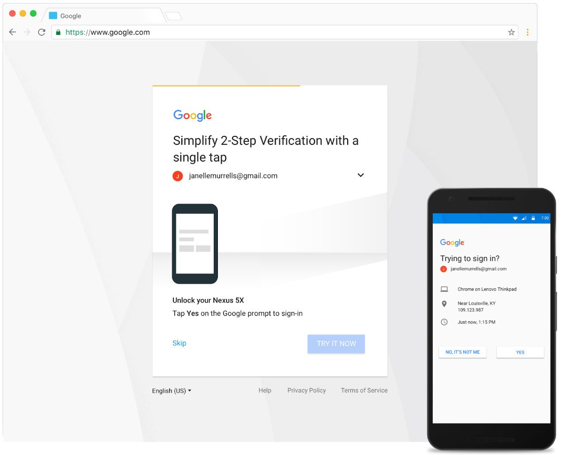 Two step verification