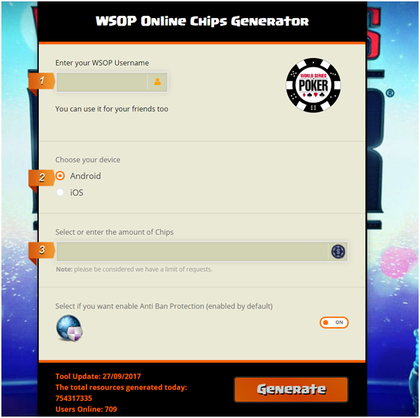 WSOP online chips