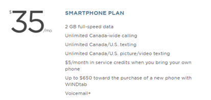 Wind Mobile Smartphone Plan
