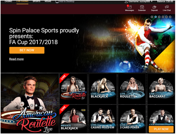 Spin Palace live casino
