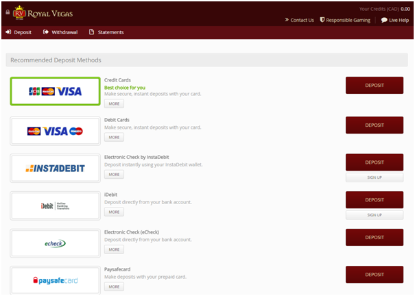 Make a deposit to play real money slots